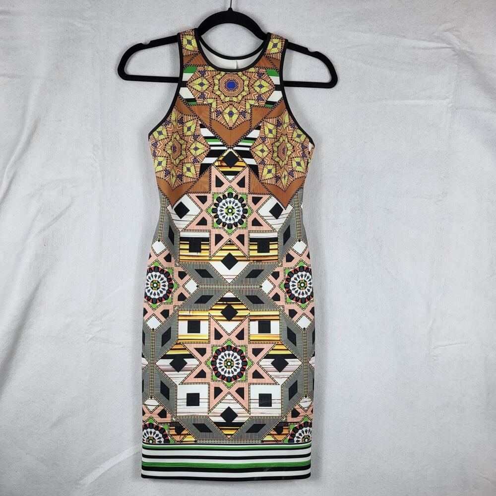 Clover Canyon Dress Womens Abstract Jewels Fitted Neoprene Cocktail Size Sm‎